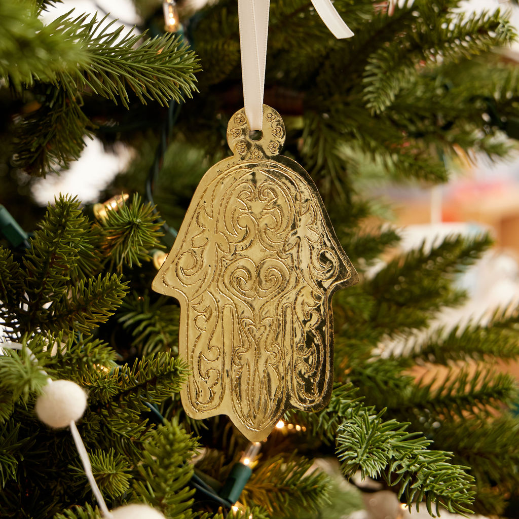 Handmade Filigree Etched Brass Hamsa Ornament – Craftspring