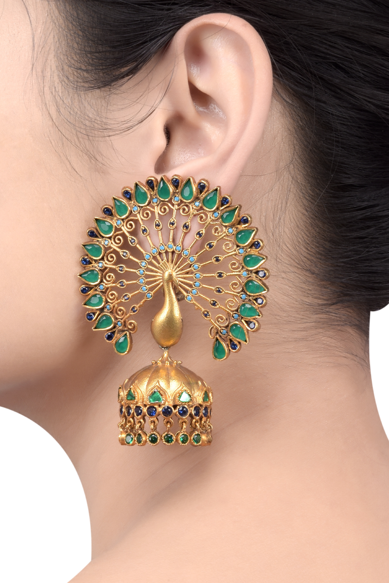 DREAMJWELL - Gorgeous Antique Finish Yellow Royal Peacock Earrings -dj –  dreamjwell