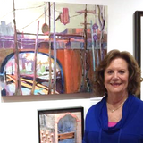 Ronnie Bookbinder during her exhibition at Cerulean Arts