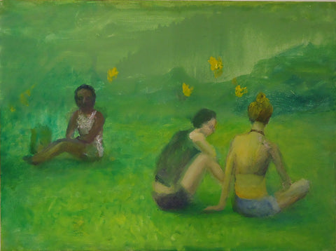 In the Park, oil on canvas painting by Philadelphia artist John Sevcik.