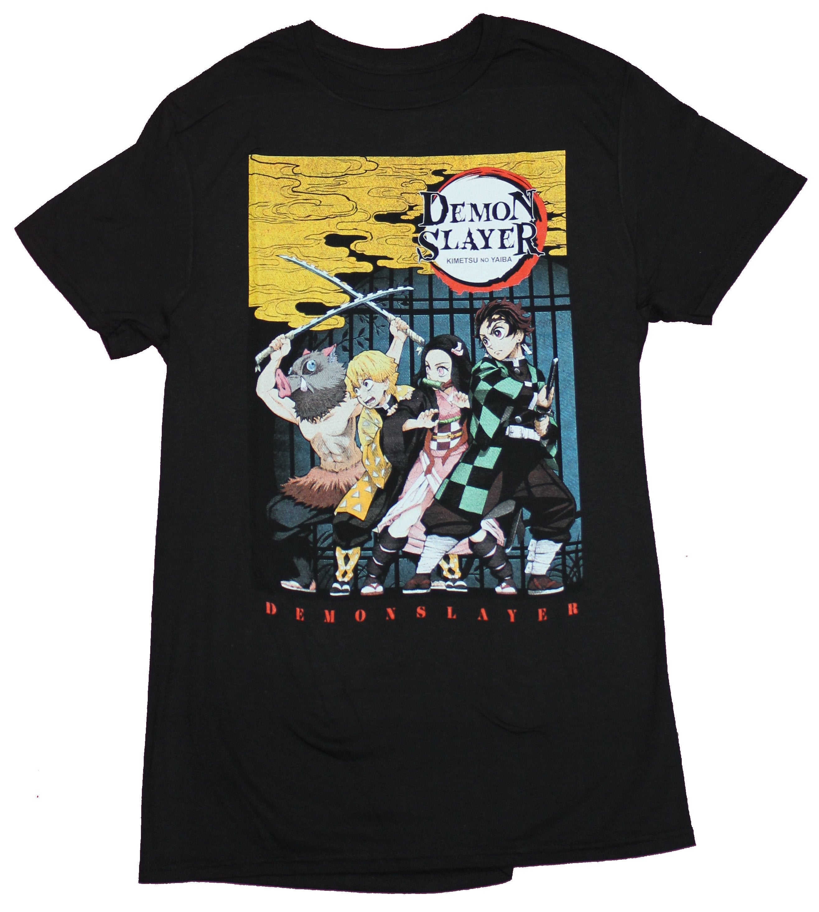 Demon Slayer Mens T-Shirt - Tanjiro & Nezuko Kamado Kanji Inosuke Zwni