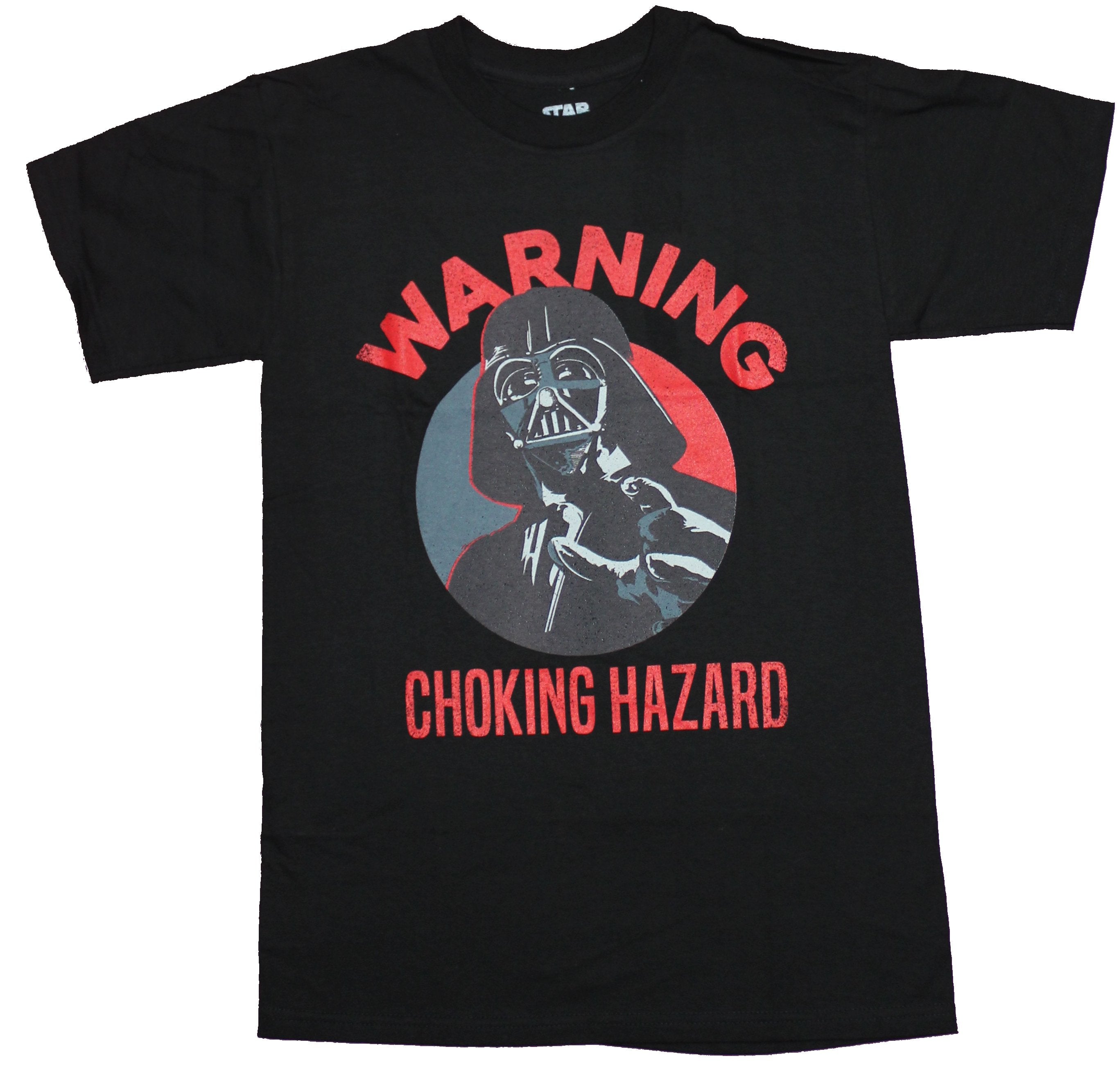 Star Wars Mens T-Shirt - Darth Vader Warning Choking Hazard Image