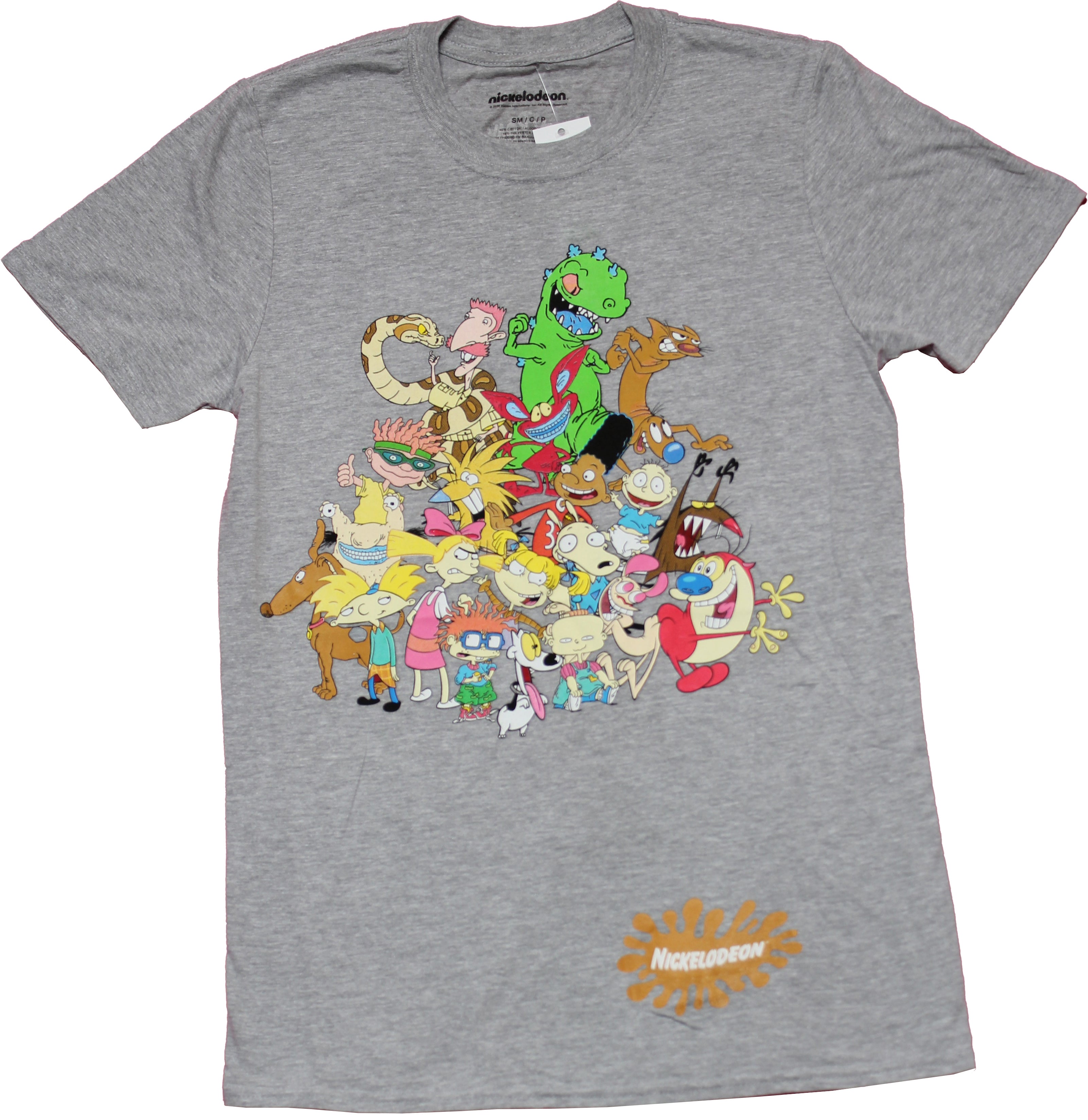 Nicktoons Mens T-shirt - Cartoon Group with Splatter Logo Show List Ba