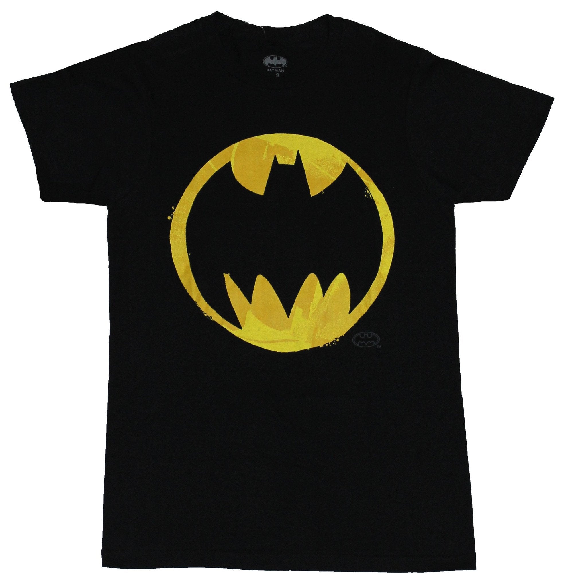Batman (DC Comics) Mens T-Shirt - Circle Sharp Bat Logo Yellow Orange