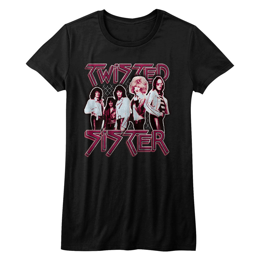 Twisted Sister - Juniors S/S T-Shirt - Pretty In Pink - Solid Black