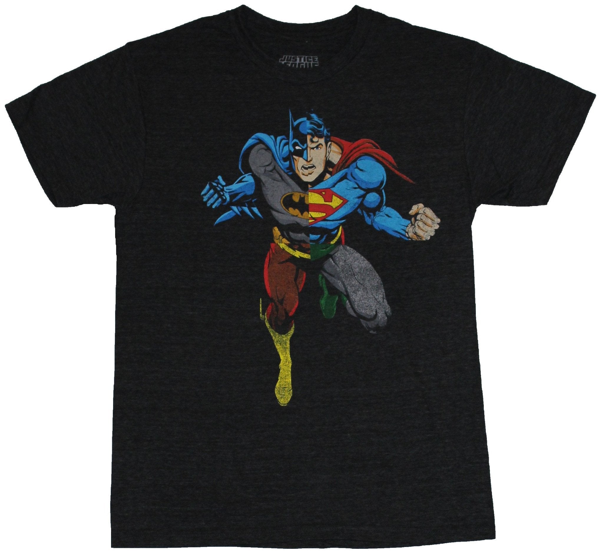 Justice League Mens T-Shirt - 4 Part Batman Superman Flash Green Lante