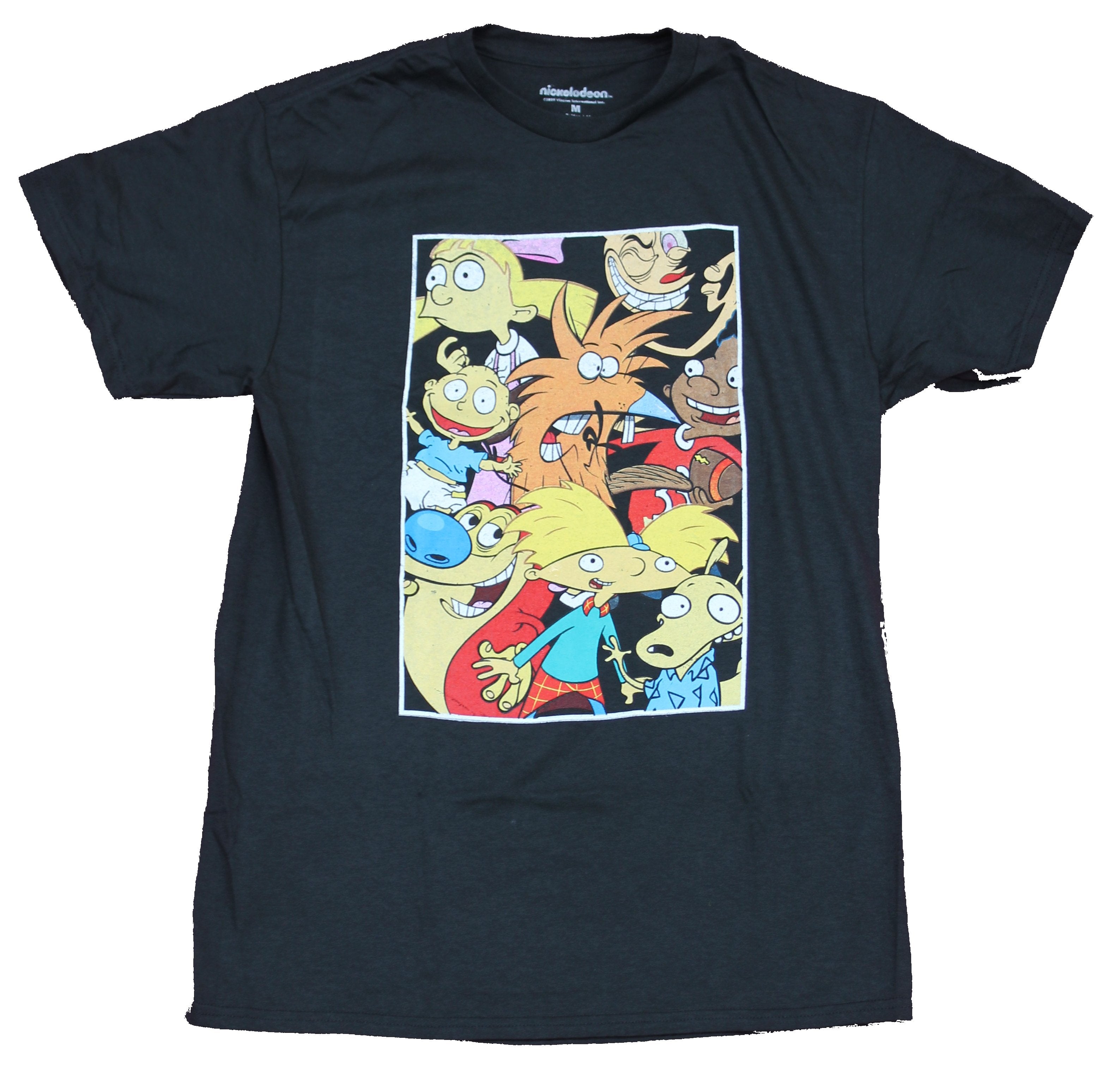 Nicktoons Mens T-Shirt - Classic 90's Group Ren Stimpy Arnold Rugrats