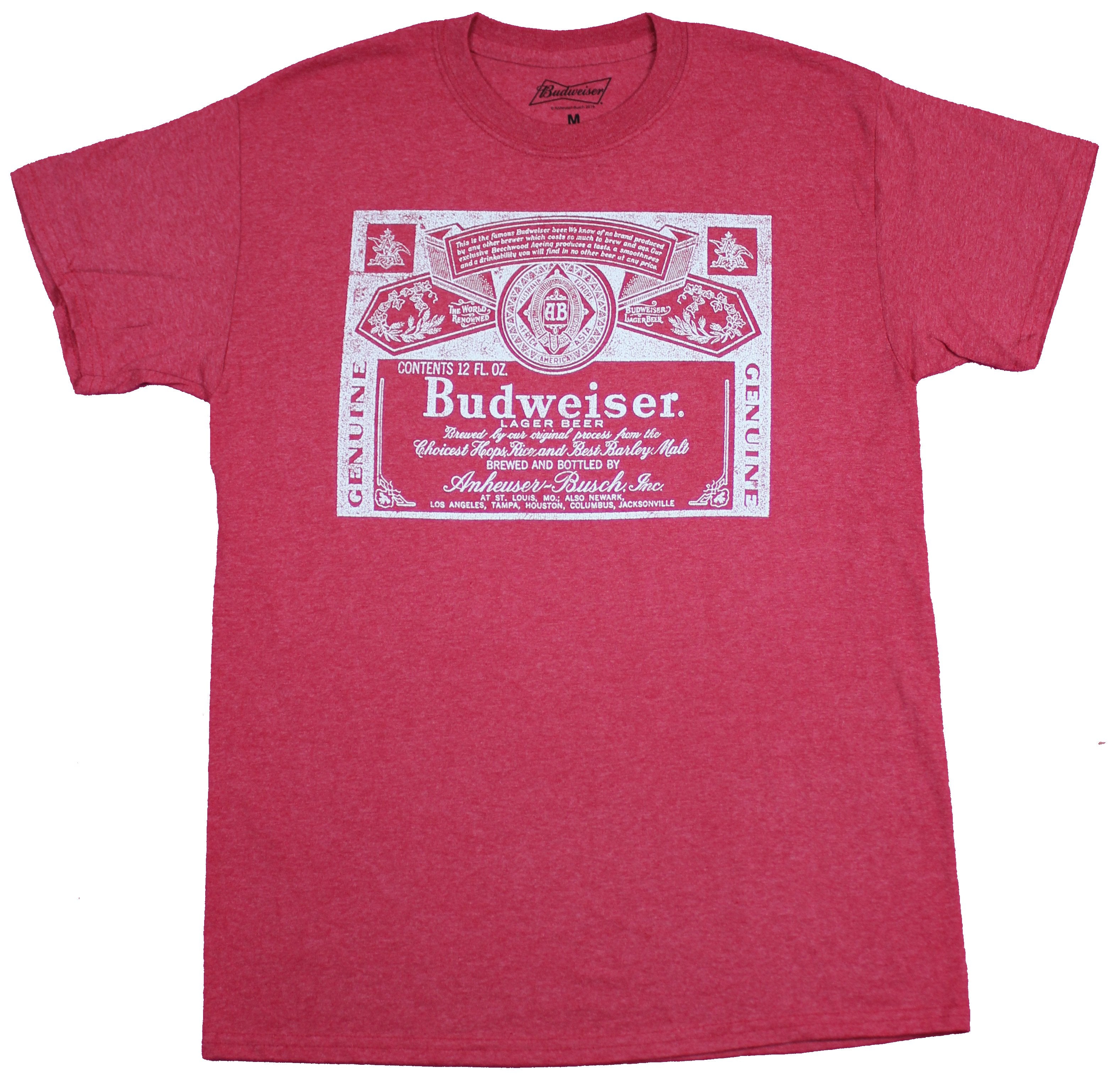 Budweiser Mens T-Shirt - Classic Simple White Print Bottle Label