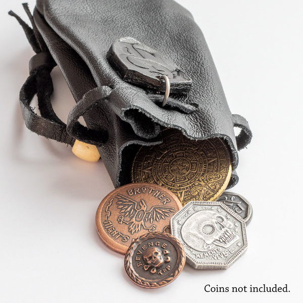 Source streamlined round leather coin pouch with Micro suede