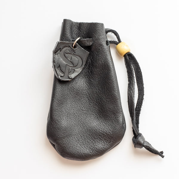 Source streamlined round leather coin pouch with Micro suede