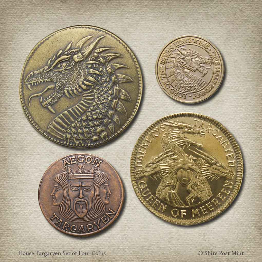 House Targaryen Set Of Four Coins A Game Of Thrones Shire Post