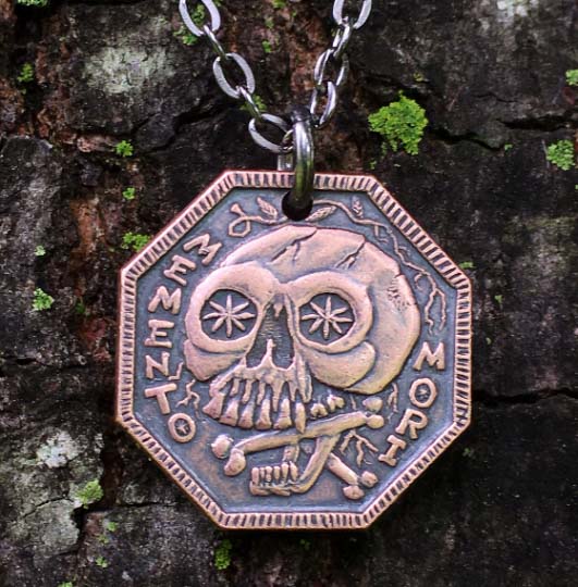 Memento Mori Copper Pendant or Charm- Memento Vivere Reminder Jewelry