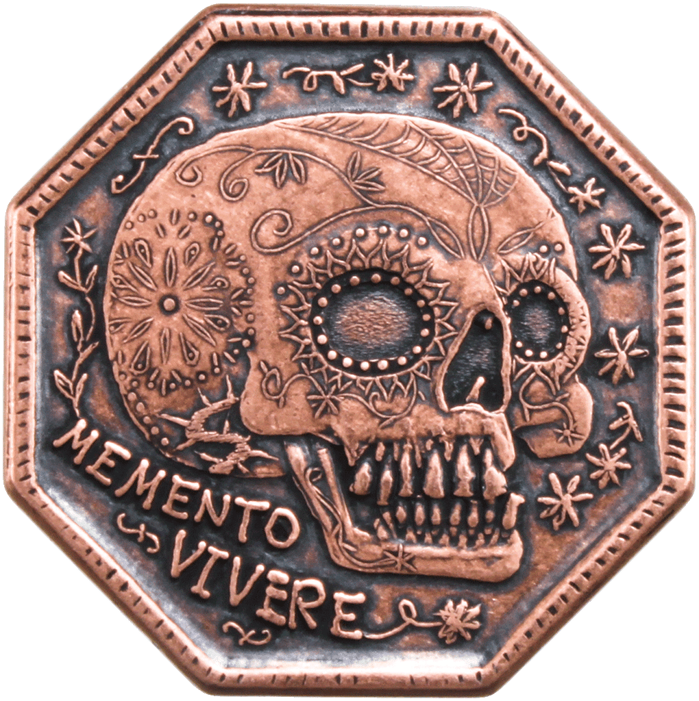 copper memento mori coin