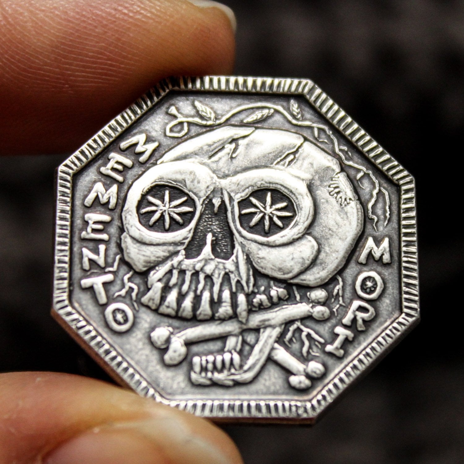 Memento Mori Silver Coin - Memento Vivere Reminder Token