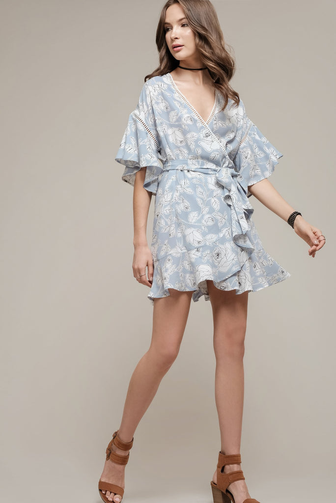 wrap dress with frill hem