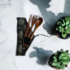 Coconut Wood Travel Utensil Set - Asheville Art Museum Store