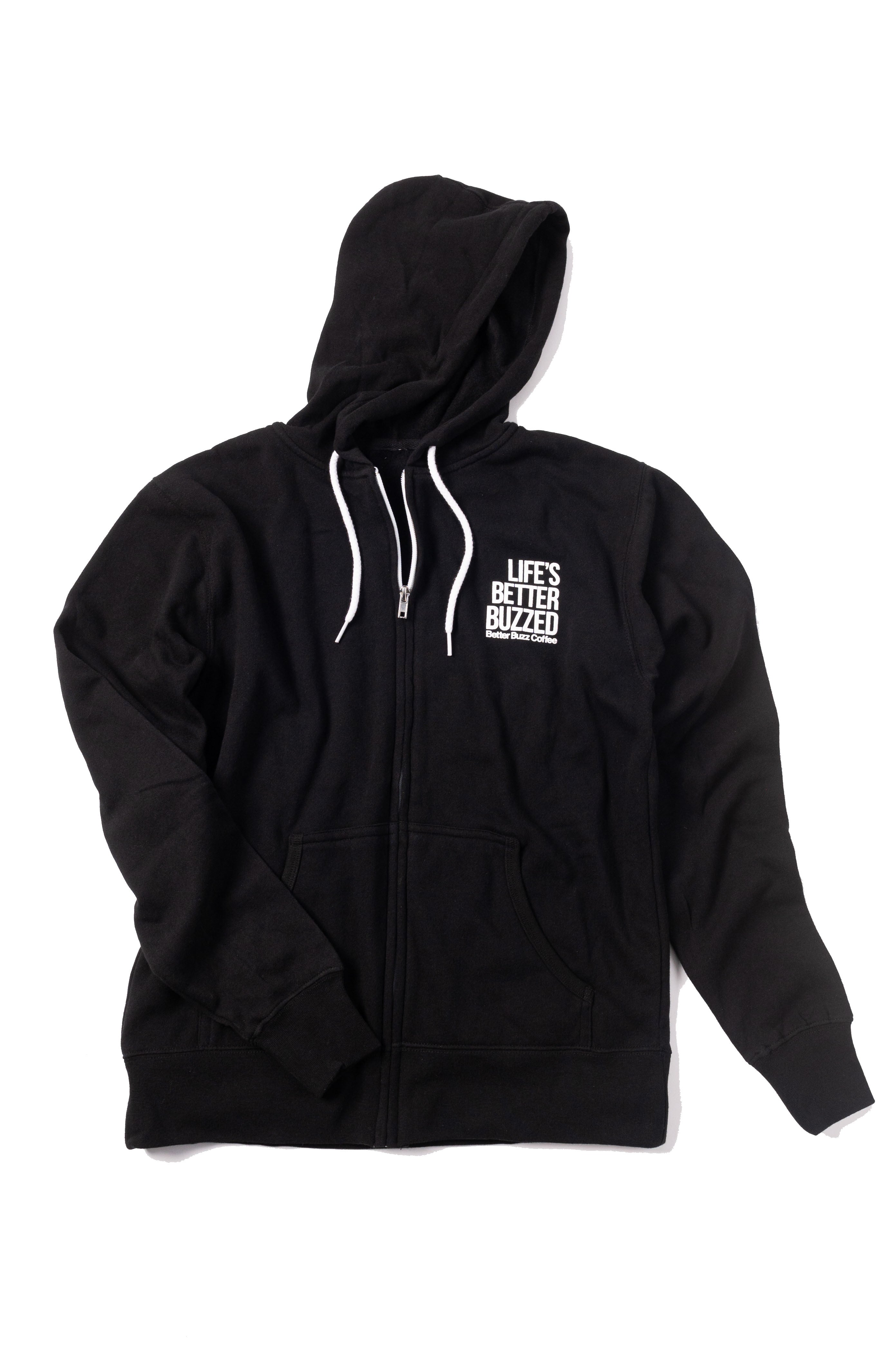 Unisex Life's Better Buzzed Zip Up Hoodie - Black