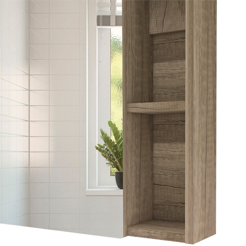 Carell Furniture Labelle Medicine Cabinet with Mirror Weathered Oak