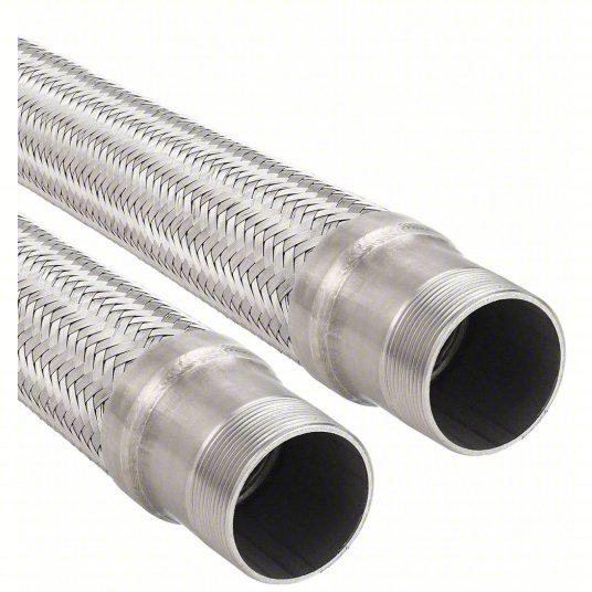 Flexible Metal Hose Assembly: 3 in Hose Inside Dia., 18 in Dynamic Min. Bend Radius (In.), MNPT