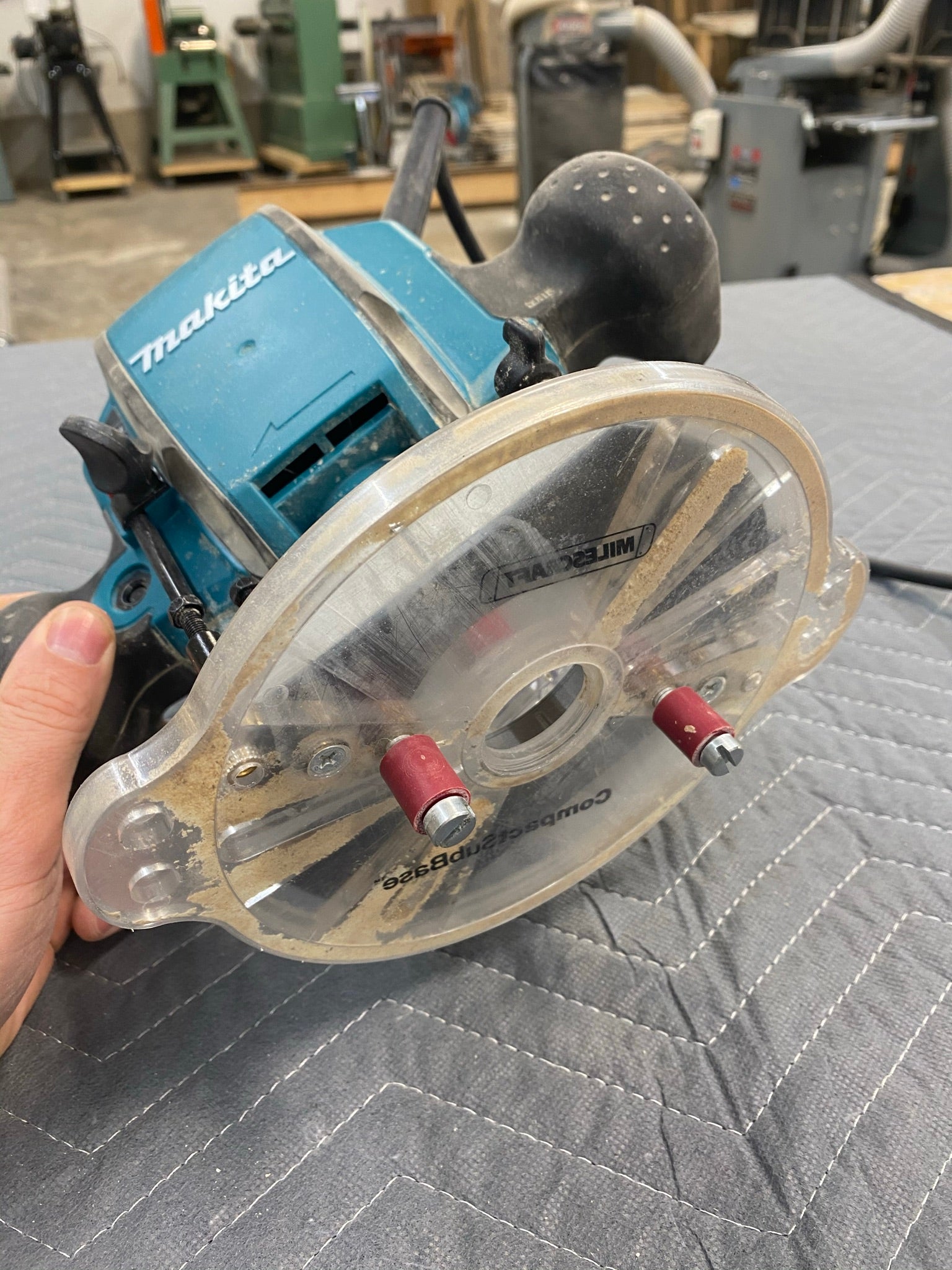 Makita Plunge Router with Milescraft Mortising pins