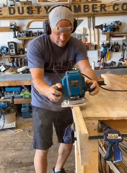 Dusty using Makita to mortise