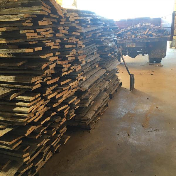 Piled up barn wood