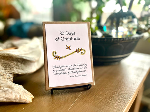 30 Days of Gratitude Boxed Deck sitting on a tabletop