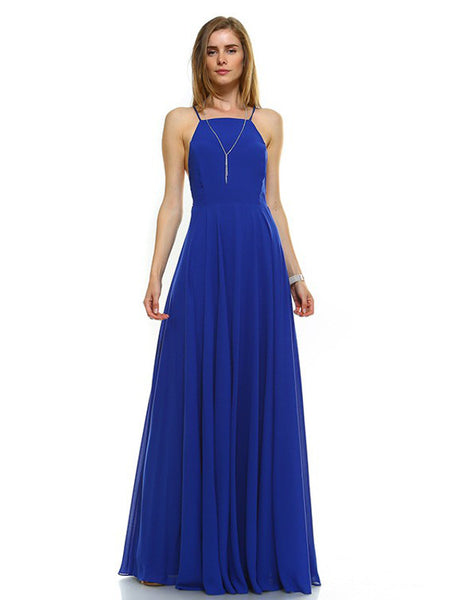 Enduring Love Flowy Georgette Maxi Dress in Royal Blue – Bon Robe