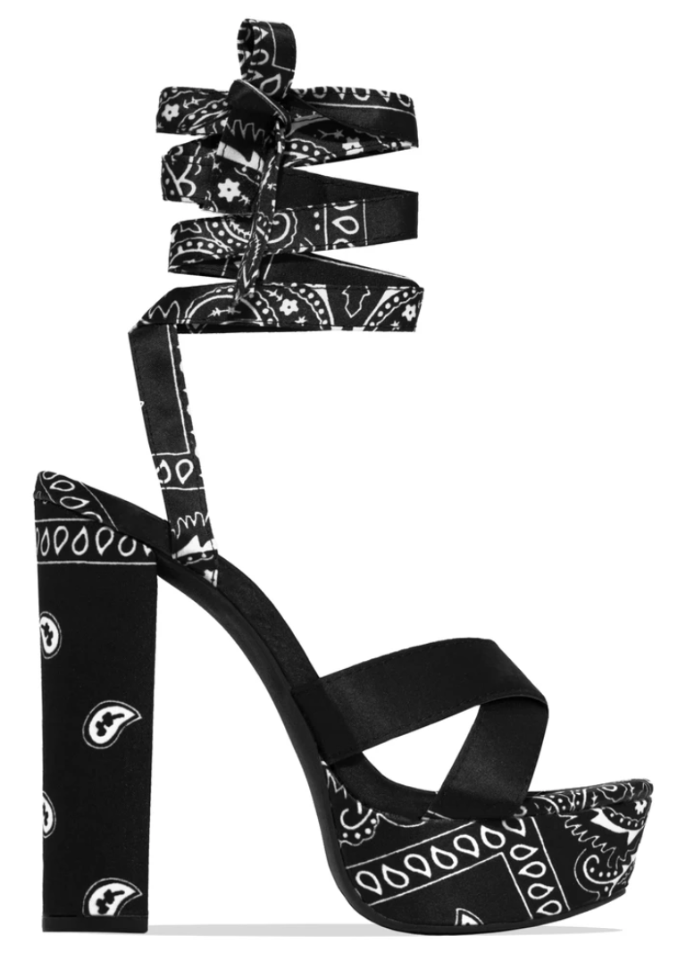 paisley print heels