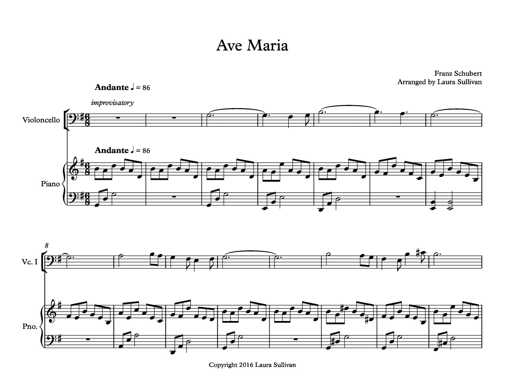 Ave Maria Sheet Music Laura Sullivan