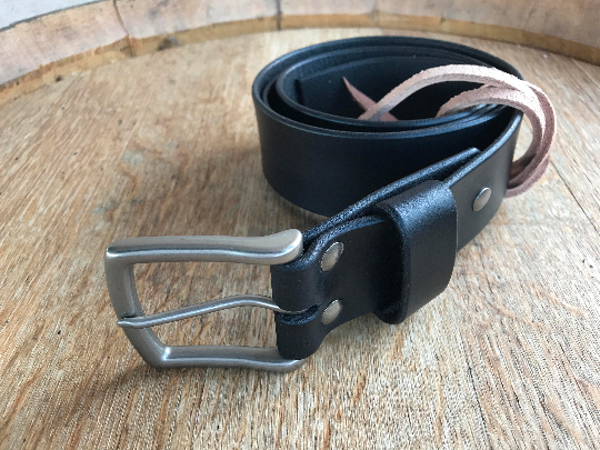 1.5 Bridle Leather Belt, Black w/ Stainless Steel Buckle - The Stronghold