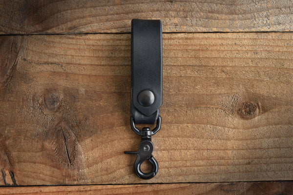 Leather Key Lanyard | Artifact | Handmade in Omaha, Ne Black / Nickel