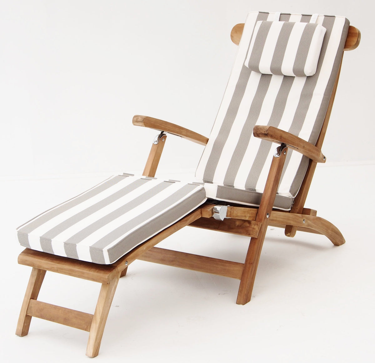 Steamer chair teak cushion titanic reclining outdoor wood