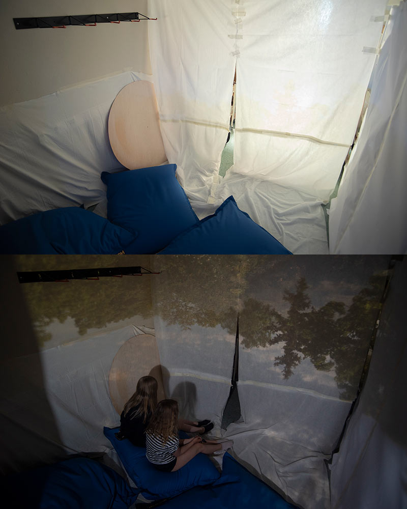 Before and after image from the Camera Obscura room