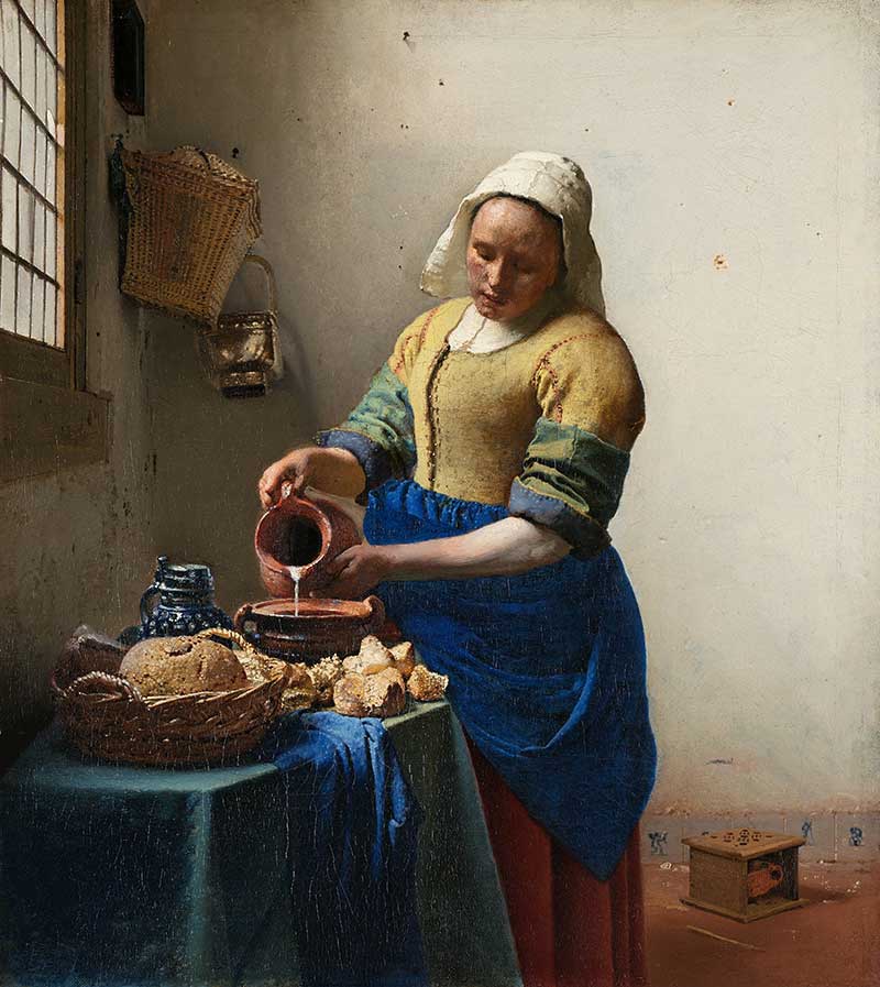 Johannes Vermeer_The Milkmaid_It is suggested that Vermeer used a Camera Obscura as a tool when painting his most famous paintings