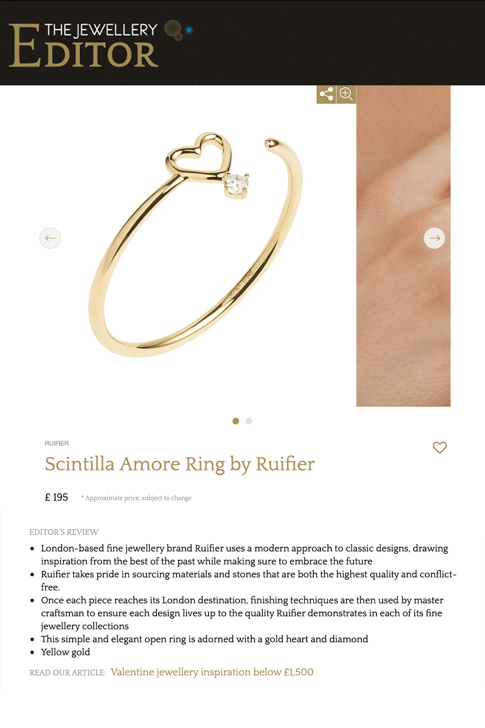 RUIFIER Scintilla Amore Ring as seen in The Jewellery Editor