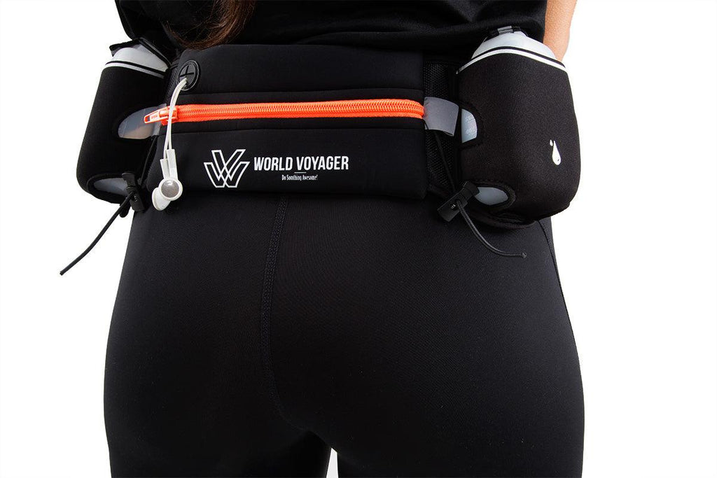 World Voyager Running belt with two 9oz BPA-free hydration bottles