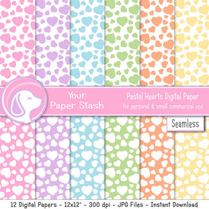 Pastel Valentine Heart Digital Scrapbook Papers – Your Paper Stash