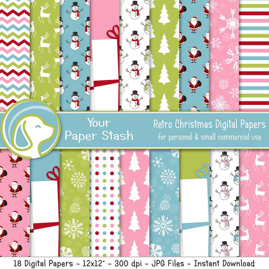 Traditional Christmas Digital Scrapbook Paper Pack – Your Paper Stash