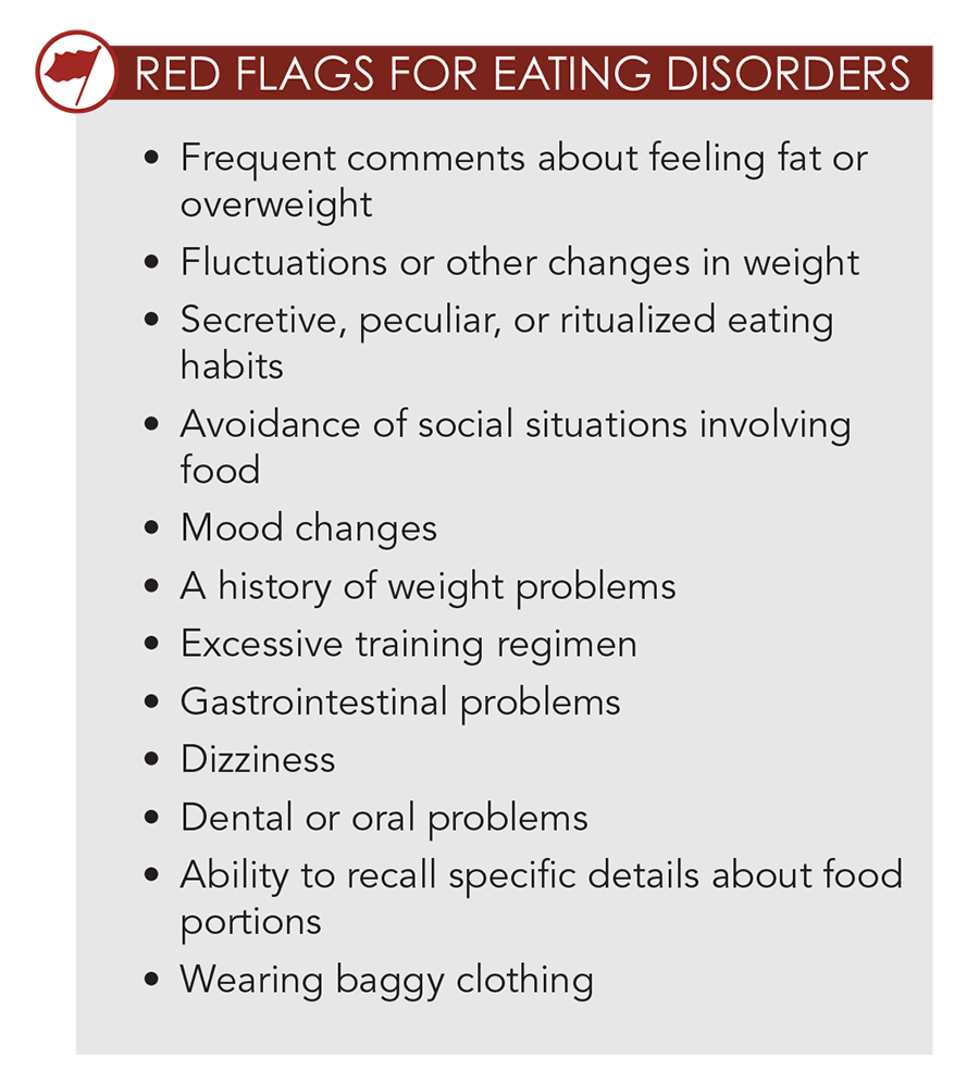 RED FLAGS FOR EATING DISORDERS sidebar