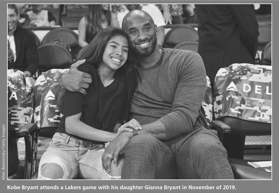 Kobe Bryant attends a Lakers game with his ­daughter Gianna Bryant in November of 2019.