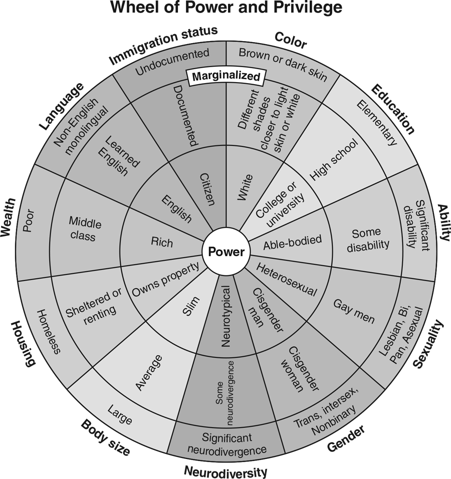 Figure P.1 The wheel of power and privilege. Courtesy of Canadian Council for Refugees.