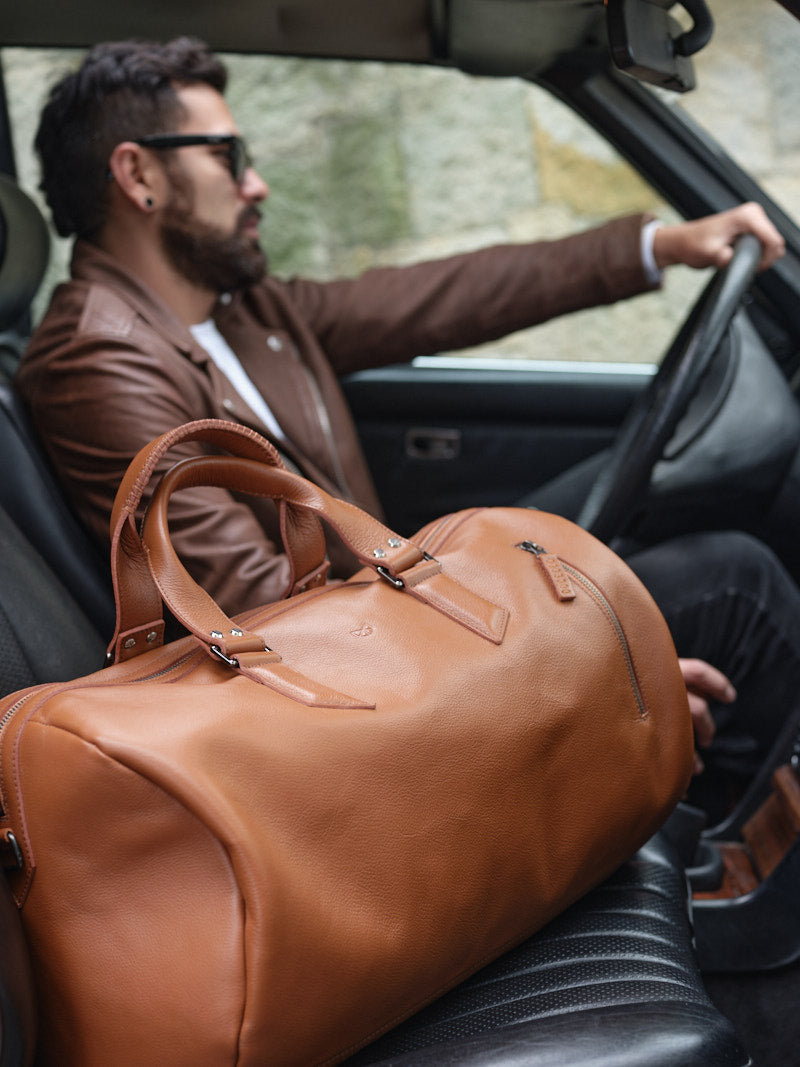 Polarity Weekender Duffle Bag · Tan by Capra Leather