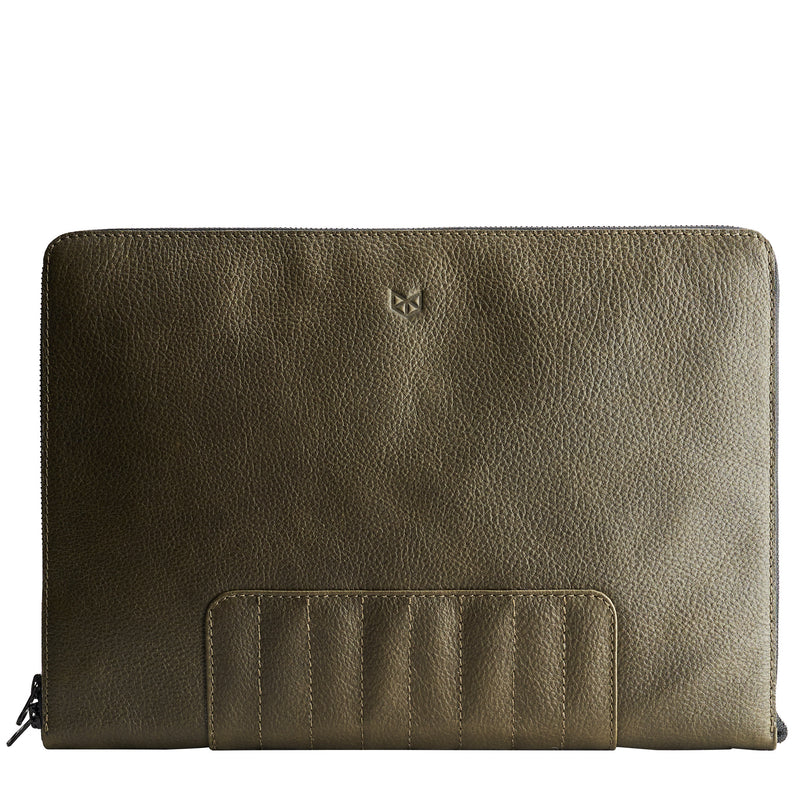 Handmade Muze Document Laptop Portfolio · Green by Capra Leather