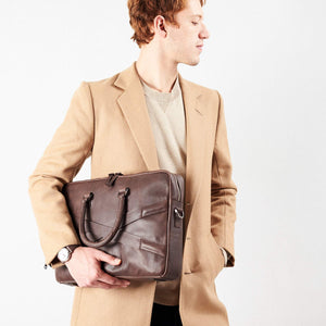 Gazeli Men's Laptop Briefcase Portfolio · Dark Brown by Capra Leather