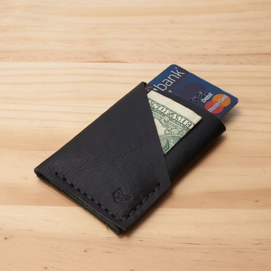 Hand Stitched Slim Men's Kuo Wallet · Black by Capra Leather