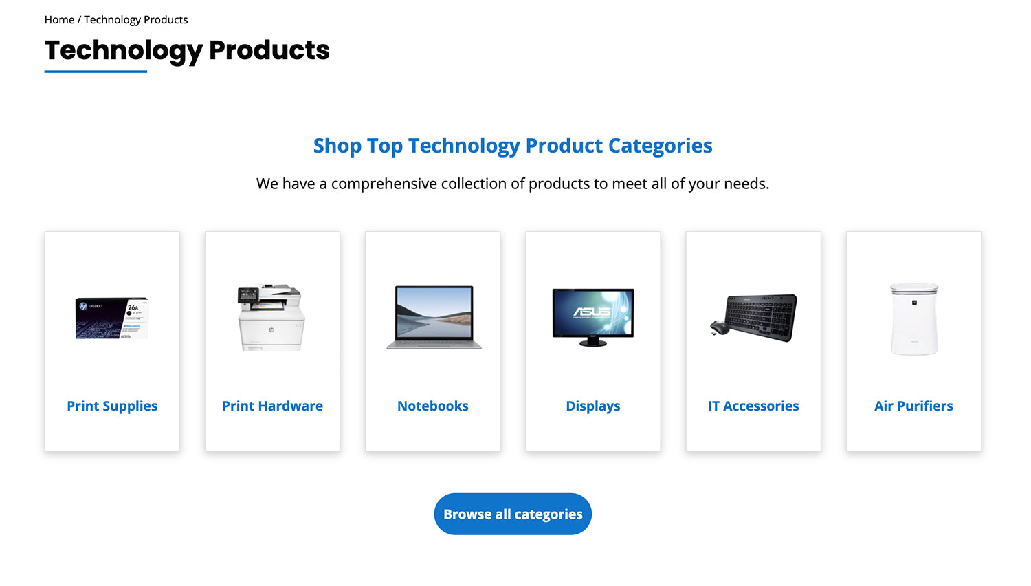 List of featured technology products on an MPSToolbox e-commerce website | shop top technology products