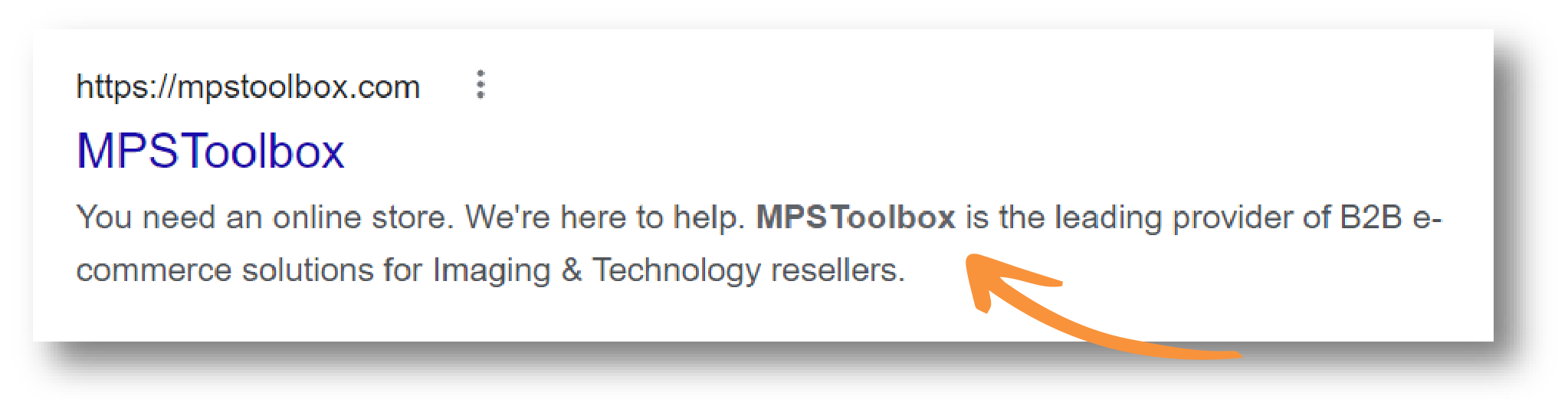 SERP snippet of MPSToolbox showing a good meta description example for SEO