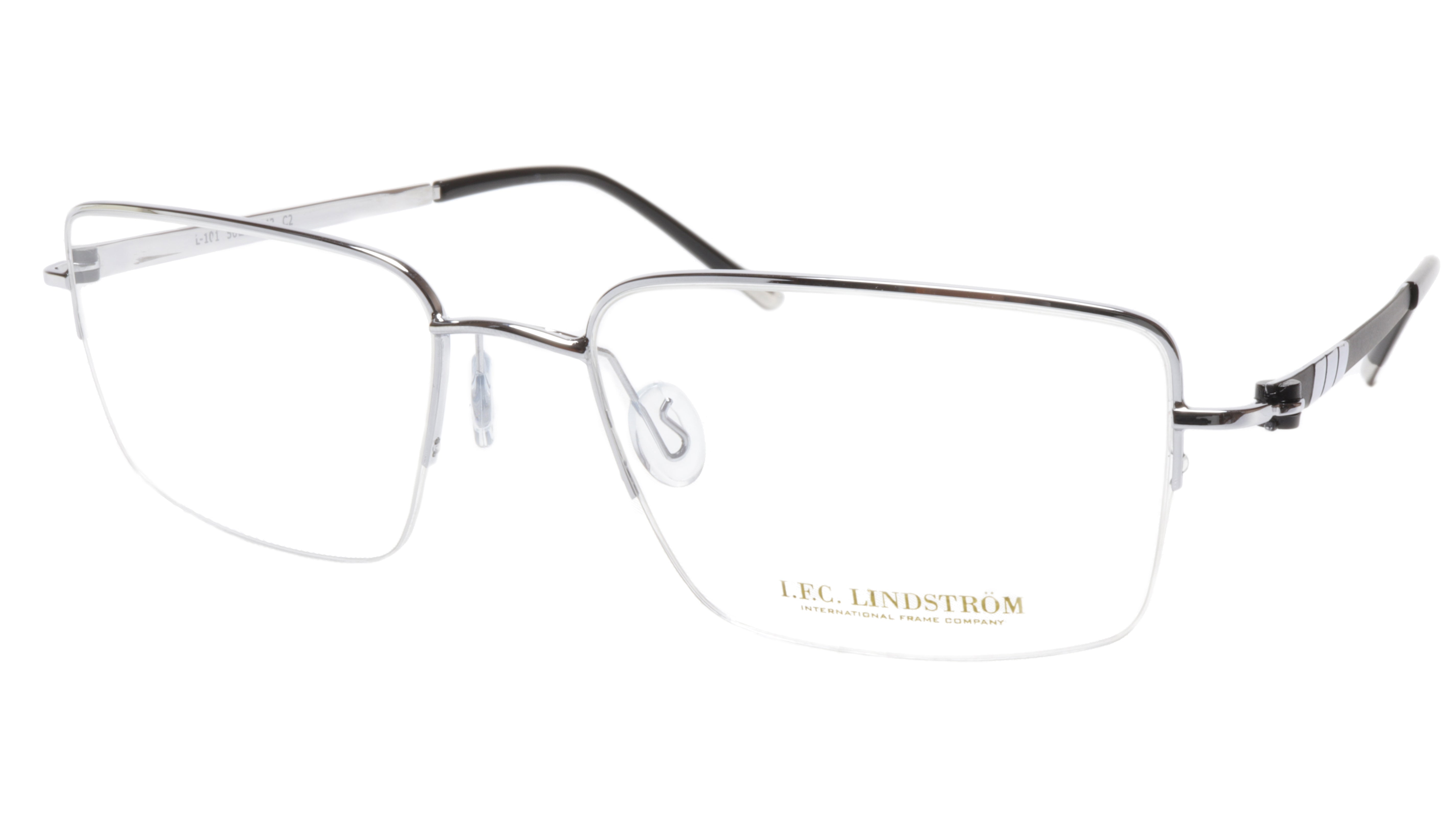 LINDSTROM L-101 C2 Eyeglasses Frame Metal Silver Black Italy Made 56-1 ...