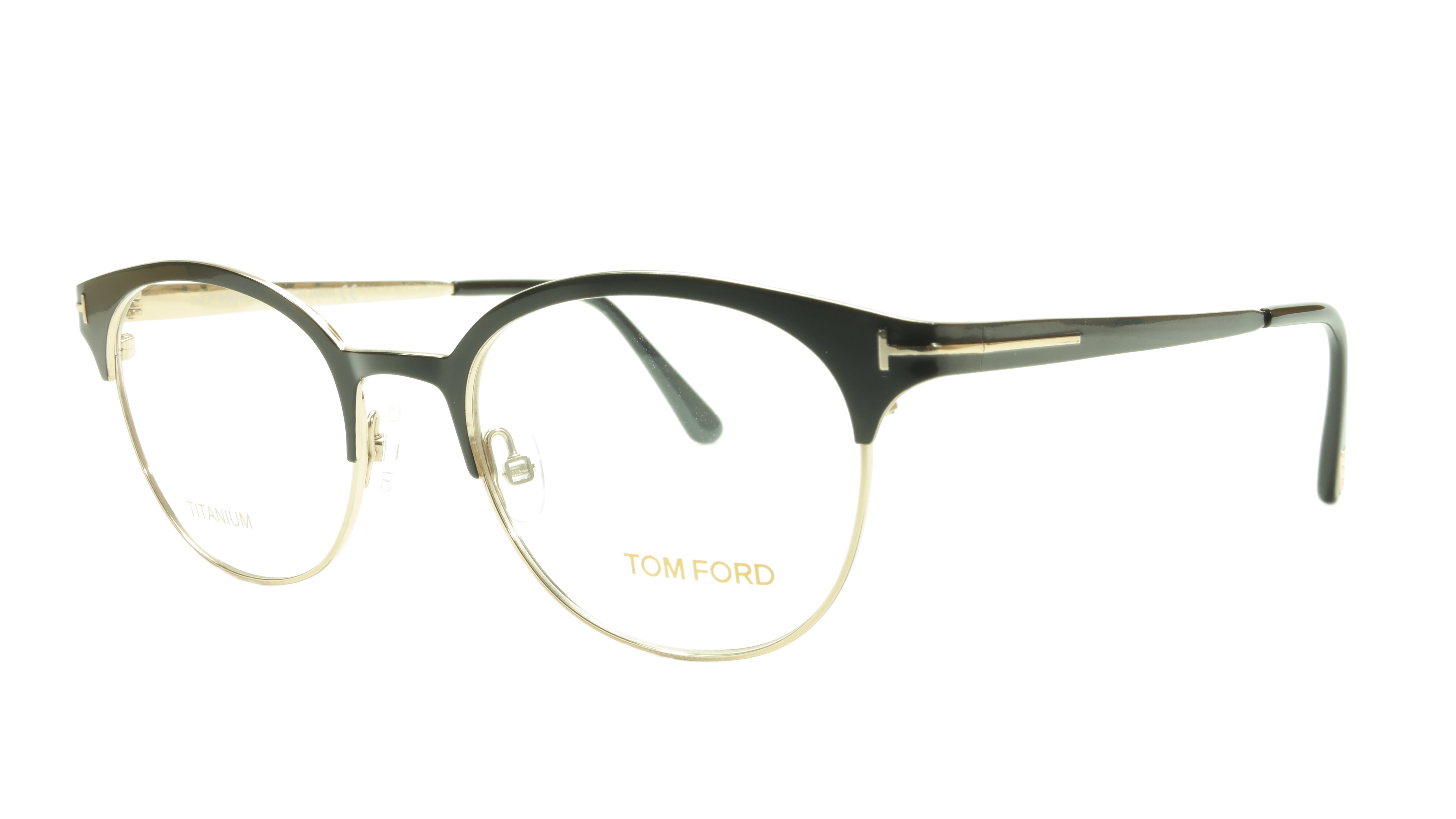 Tom Ford Eyeglasses Frame TF5382 005 Titanium Black Gold Made In Japan –  Frame Bay